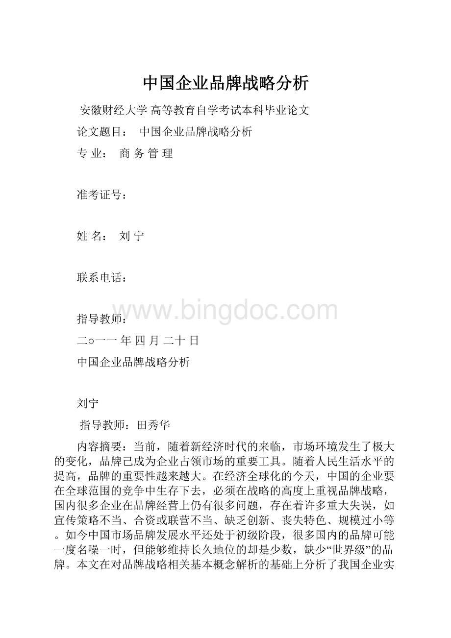 中国企业品牌战略分析.docx_第1页