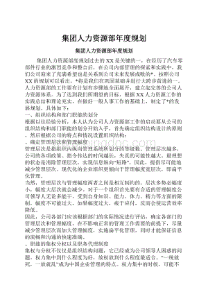 集团人力资源部年度规划.docx