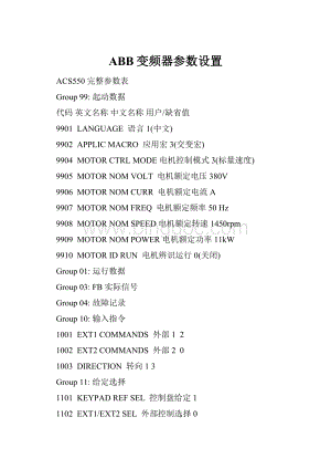 ABB变频器参数设置.docx