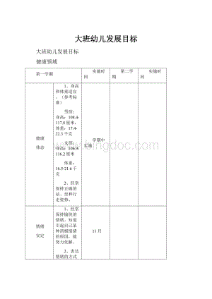 大班幼儿发展目标.docx