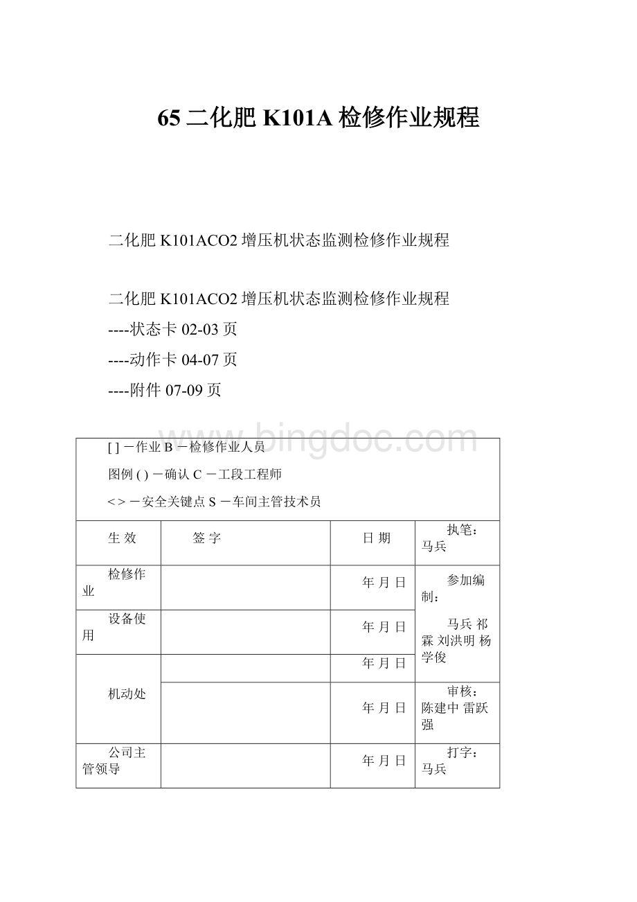 65二化肥K101A检修作业规程.docx