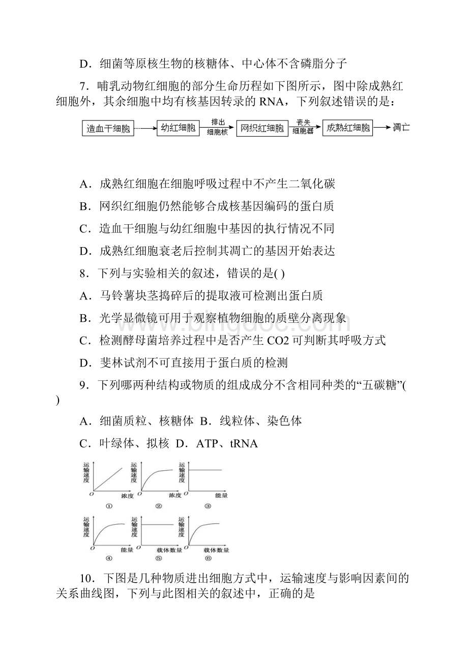 安徽省无为县届高三生物上学期第一次月考试题 2.docx_第3页