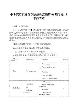 中考英语试题分项版解析汇编第01期专题13书面表达.docx