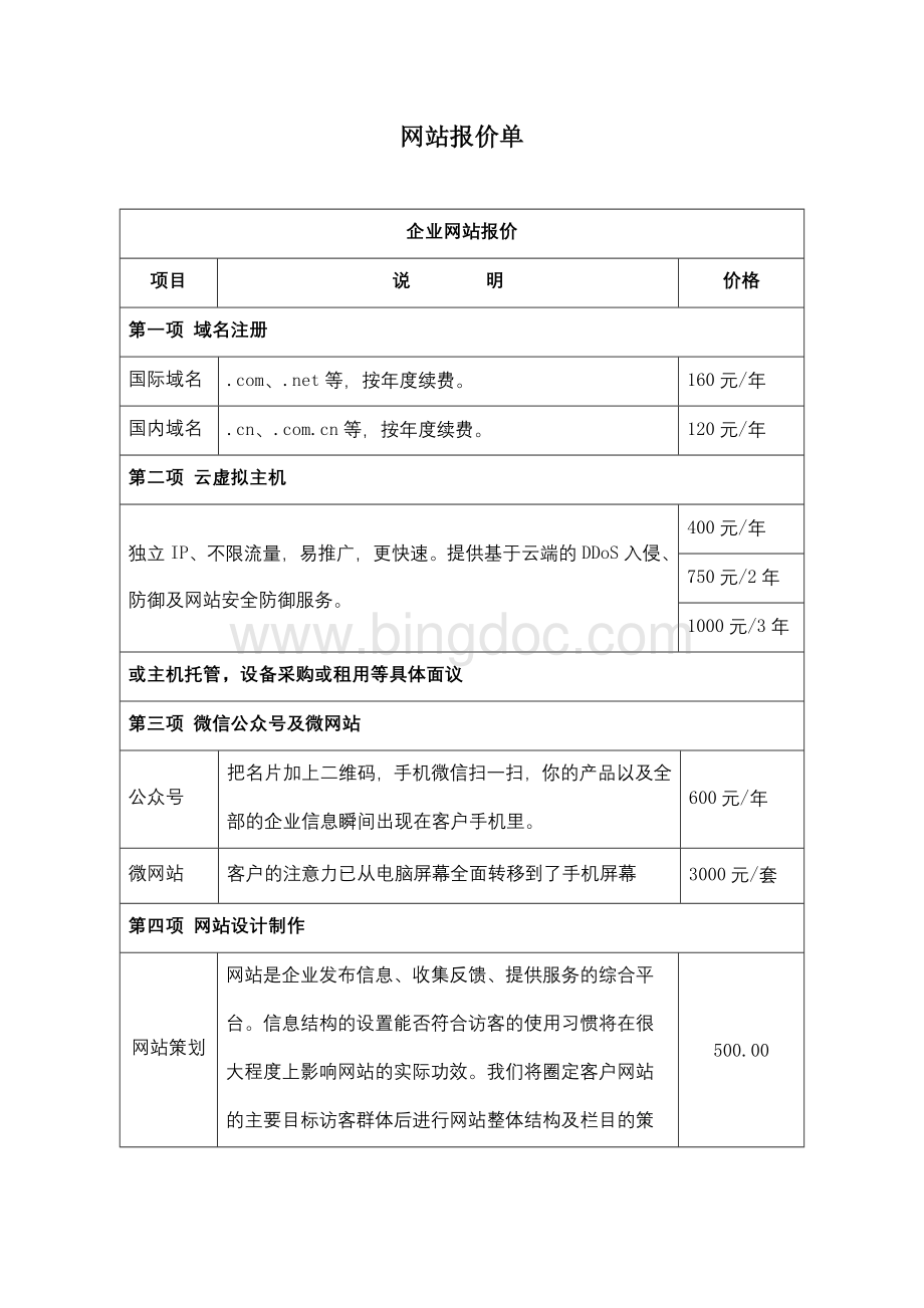 网站报价单.docx