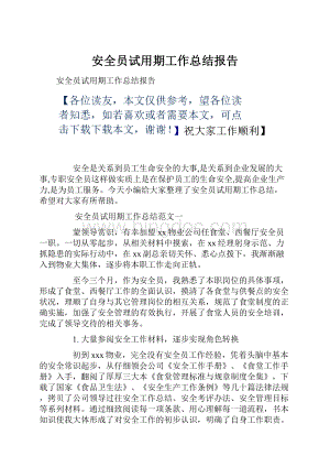 安全员试用期工作总结报告.docx