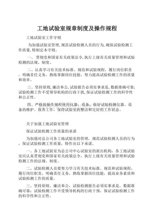 工地试验室规章制度及操作规程.docx