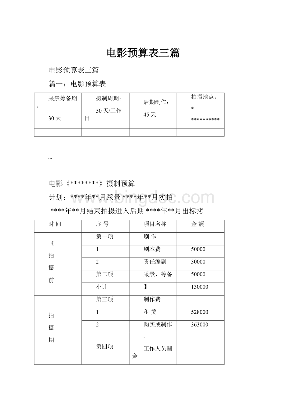 电影预算表三篇.docx_第1页