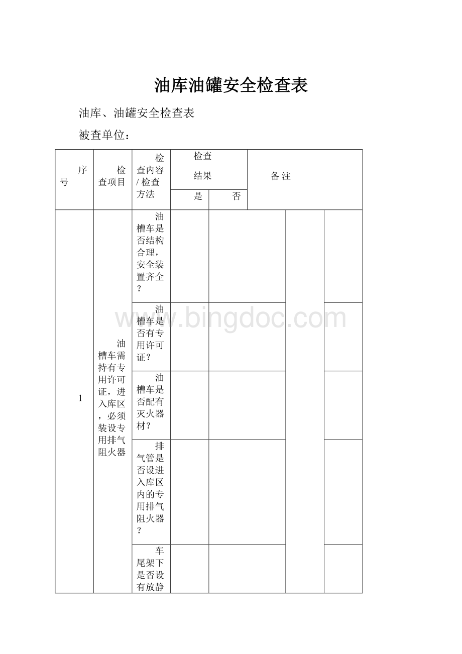 油库油罐安全检查表.docx