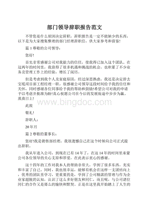 部门领导辞职报告范文.docx