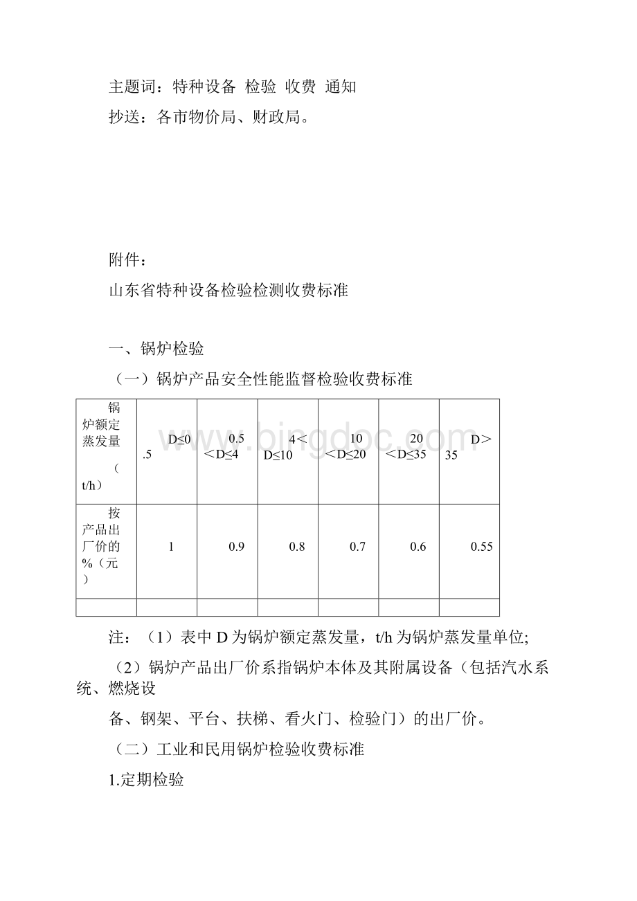 山东省物价局关于山东省特种设备检验检测收费标准.docx_第2页