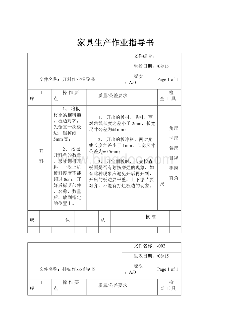 家具生产作业指导书.docx_第1页