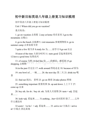 初中新目标英语八年级上册复习知识梳理.docx