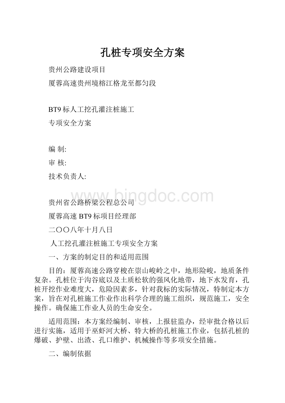 孔桩专项安全方案.docx