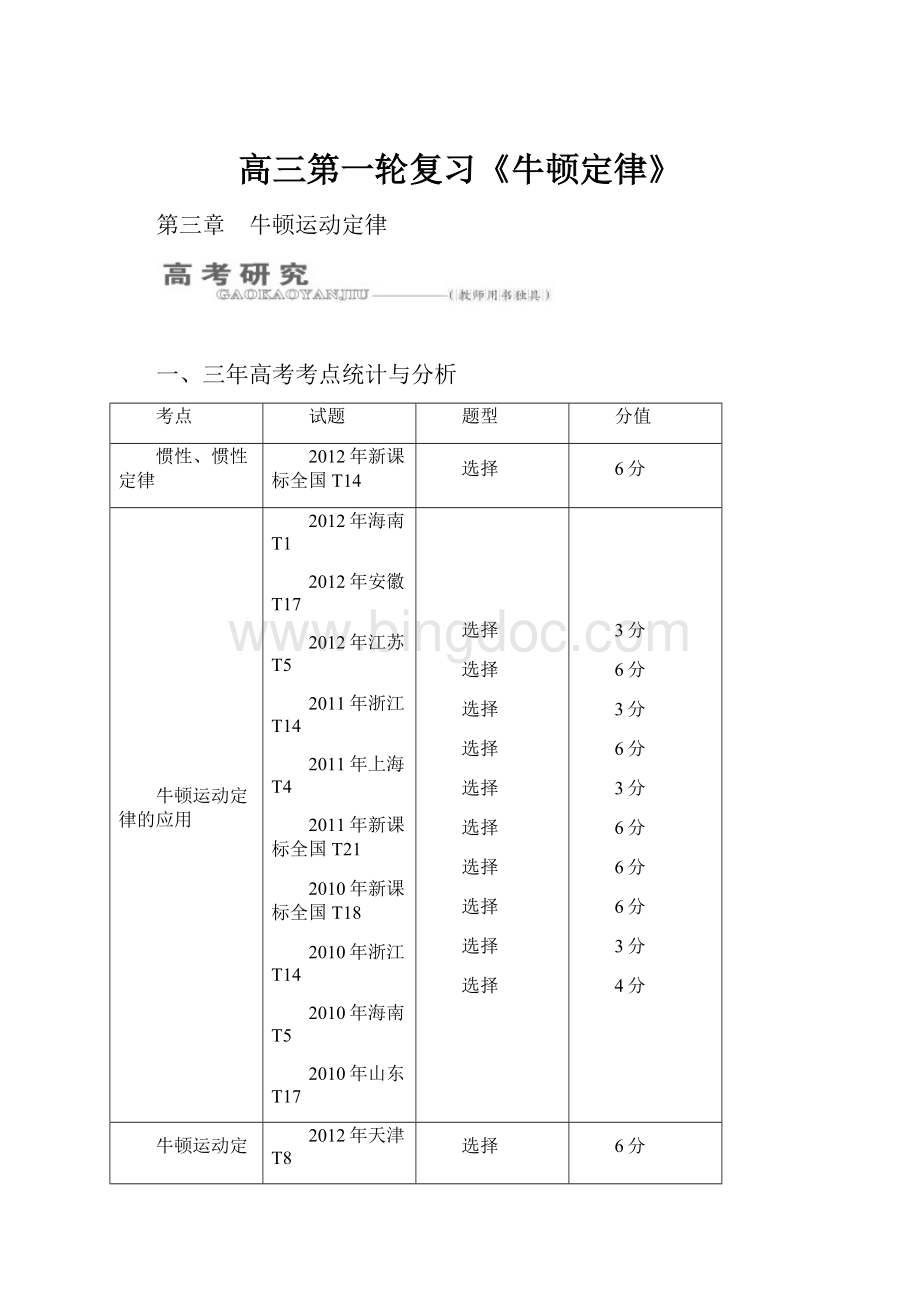 高三第一轮复习《牛顿定律》.docx