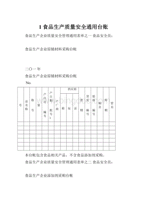 1食品生产质量安全通用台账.docx