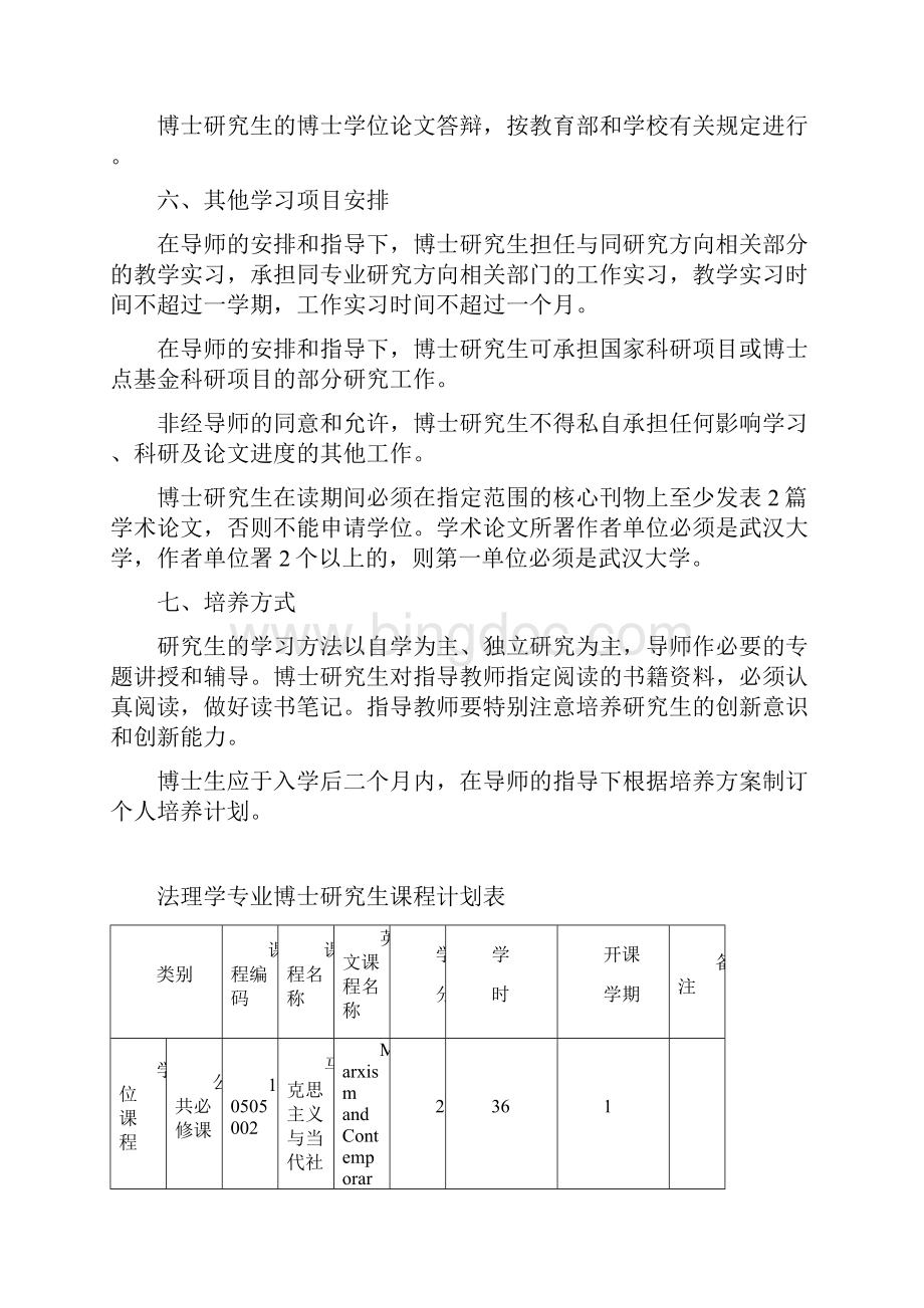 武汉大学法学院博士培养方案设计.docx_第3页