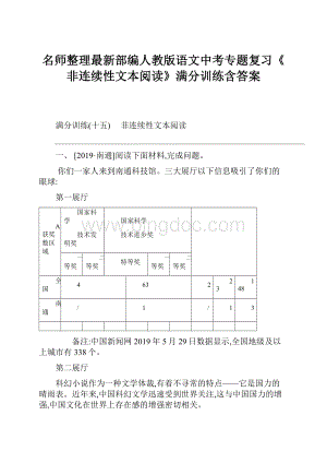 名师整理最新部编人教版语文中考专题复习《非连续性文本阅读》满分训练含答案.docx