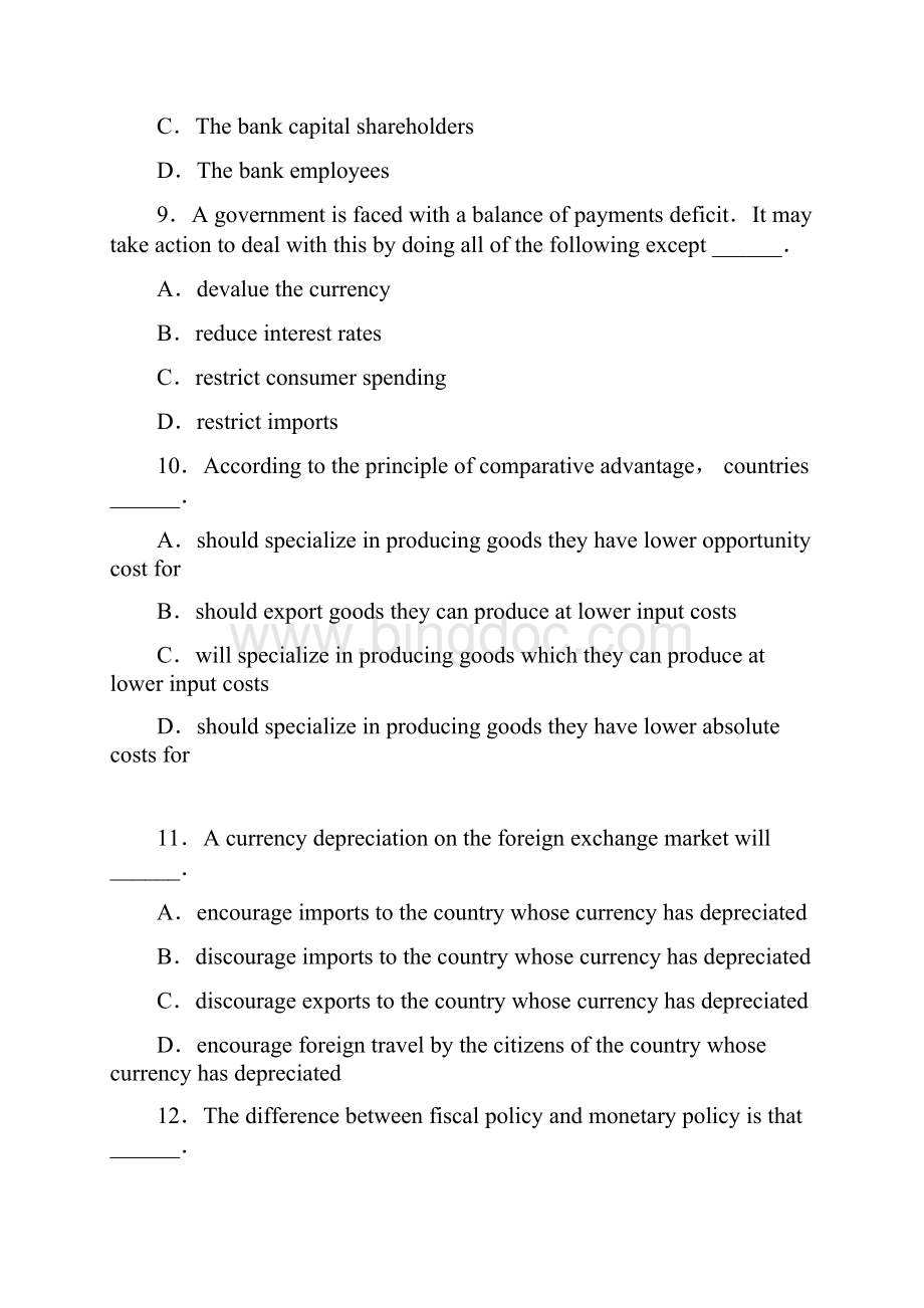 金融英语考试备考选择题模拟试题英语学习doc.docx_第3页