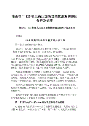 蒲山电厂125机组高压加热器频繁泄漏的原因分析及处理.docx