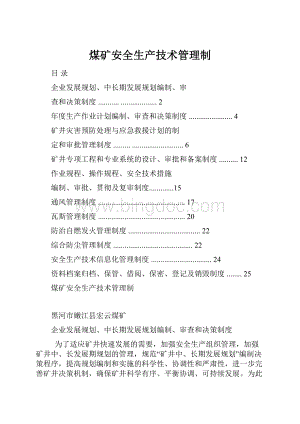 煤矿安全生产技术管理制.docx