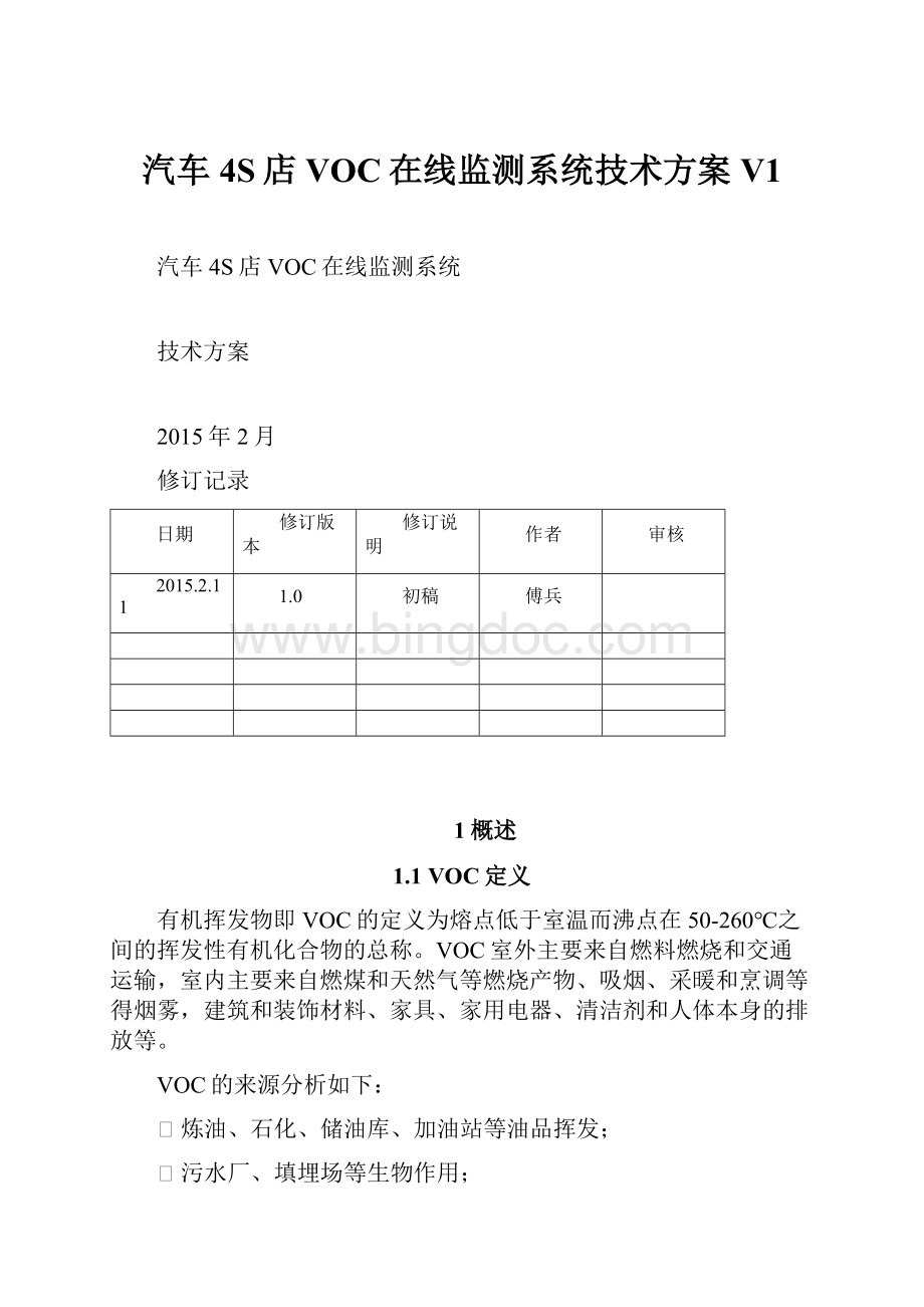 汽车4S店VOC在线监测系统技术方案V1.docx