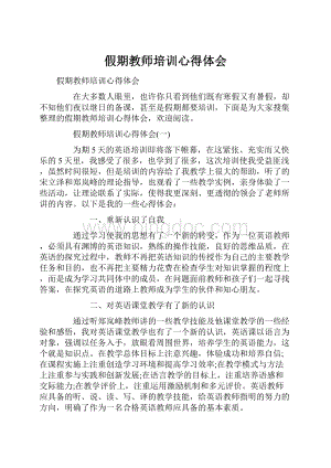 假期教师培训心得体会.docx