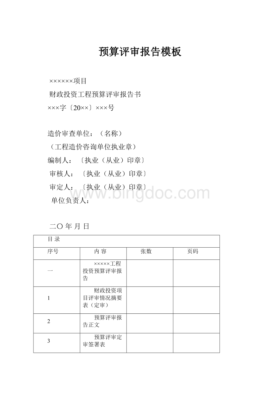 预算评审报告模板.docx