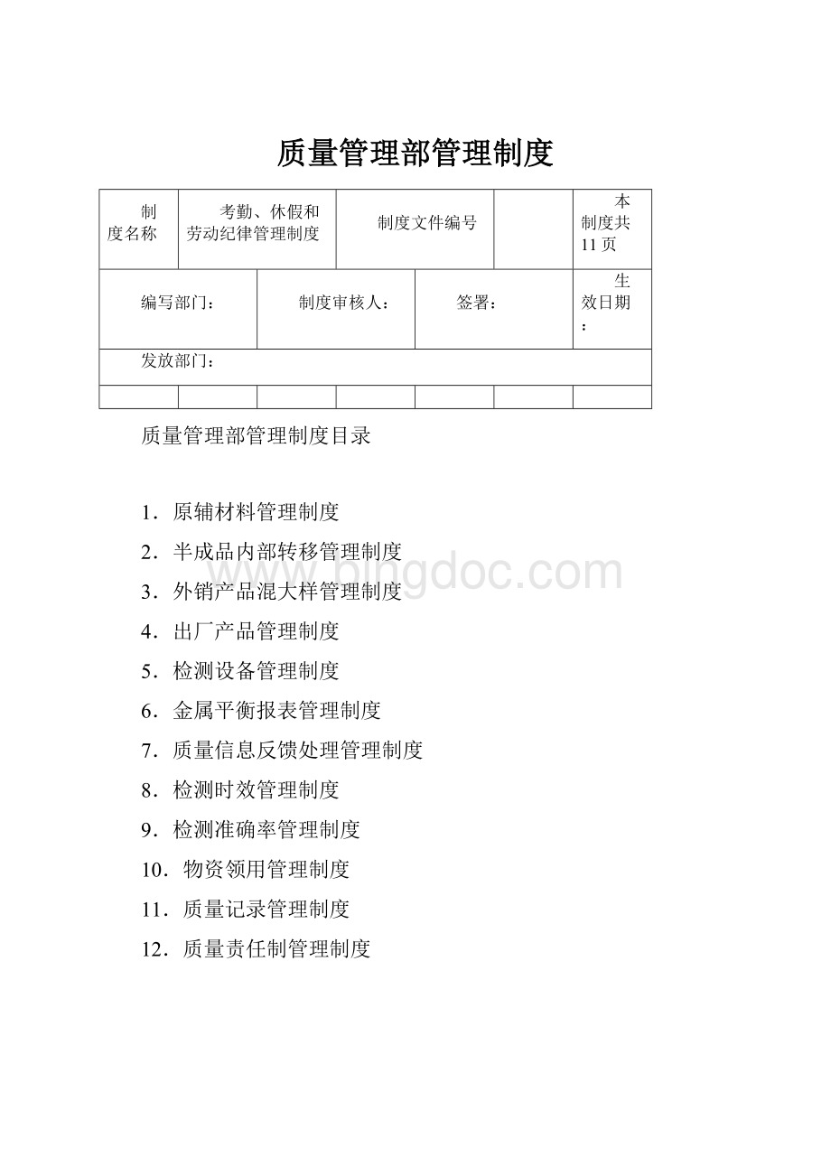 质量管理部管理制度.docx_第1页