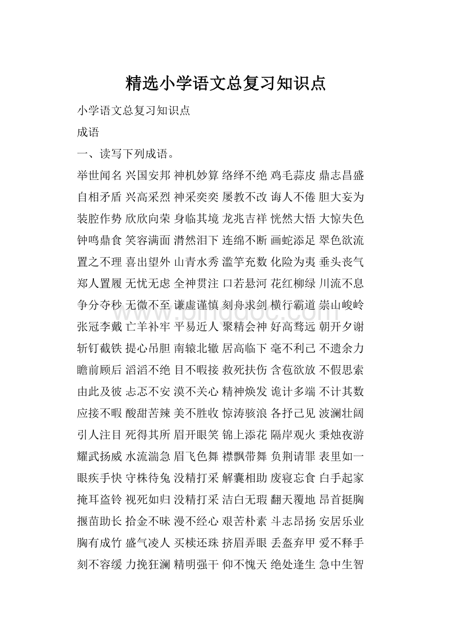 精选小学语文总复习知识点.docx_第1页