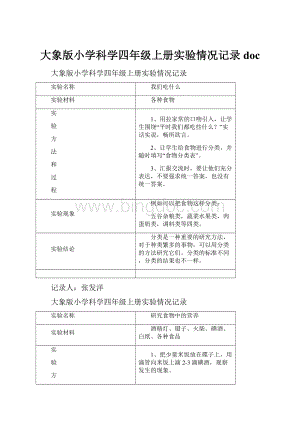 大象版小学科学四年级上册实验情况记录doc.docx