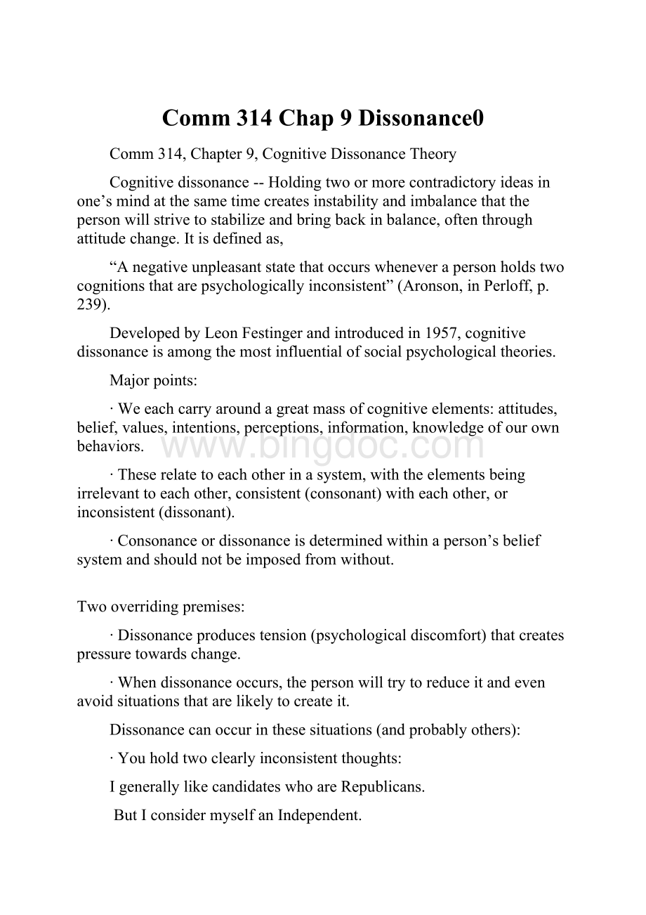 Comm 314 Chap 9 Dissonance0.docx