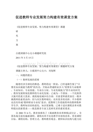 促进教师专业发展努力构建有效课堂方案.docx