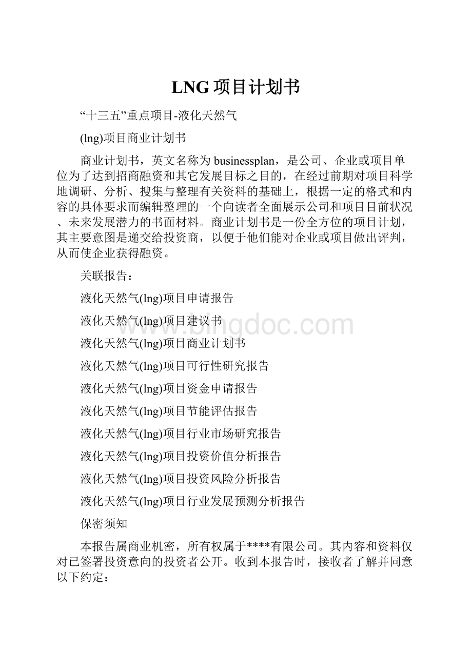 LNG项目计划书.docx