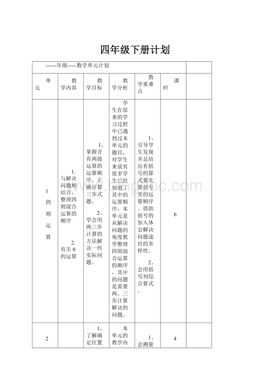 四年级下册计划.docx_第1页