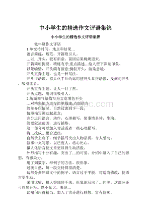 中小学生的精选作文评语集锦.docx