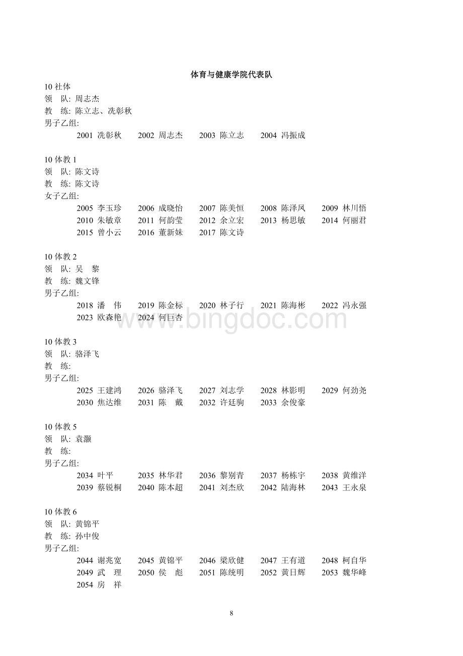 田径运动会学生代表队名单.doc_第2页