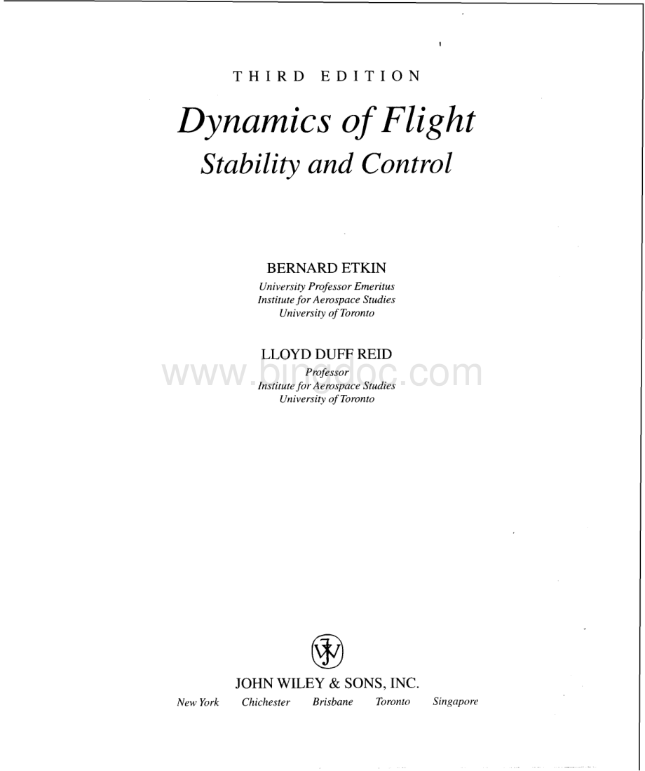 飞行动力学 稳定性与控制 Dynamics of Flight-Stability and Control.pdf